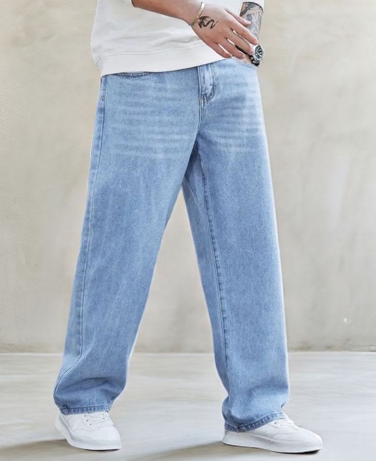 Men's Light Blue Baggy Jeans