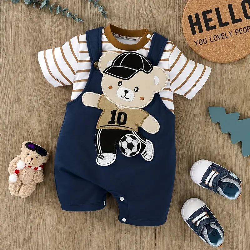 Baby Cotton Dungaree Romper Set