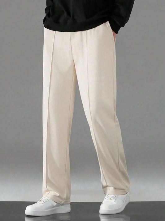 Men's Premium Beige Wide Leg Trousers