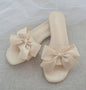 Elegant Beige Bow Slide Sandals for Women