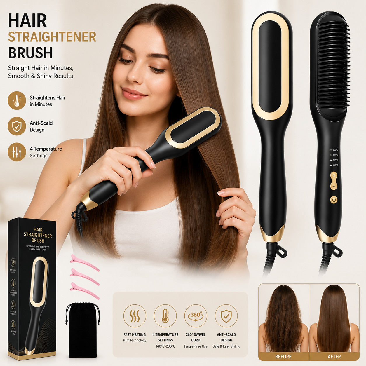 Hair Straightener Brush