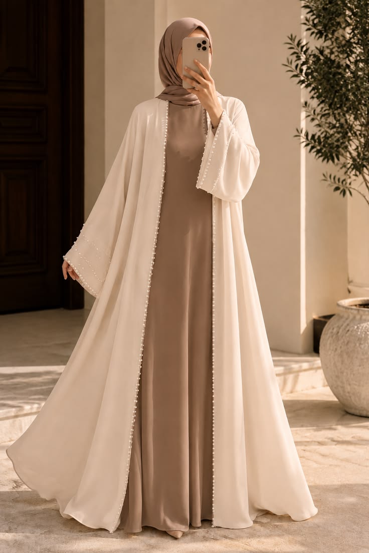 Elegant Beige Modest Abaya Dress for Women