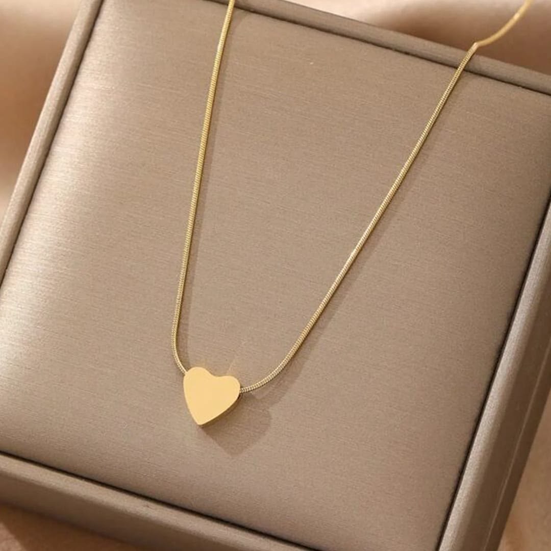 Stainless Steel Golden Heart Necklace for Girls