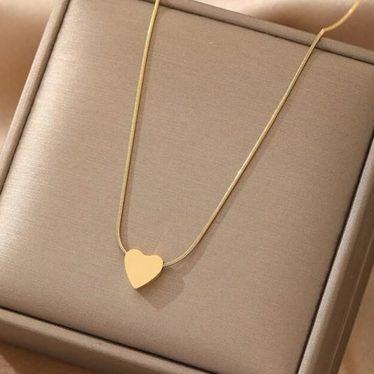 Stainless Steel Golden Heart Necklace for Girls